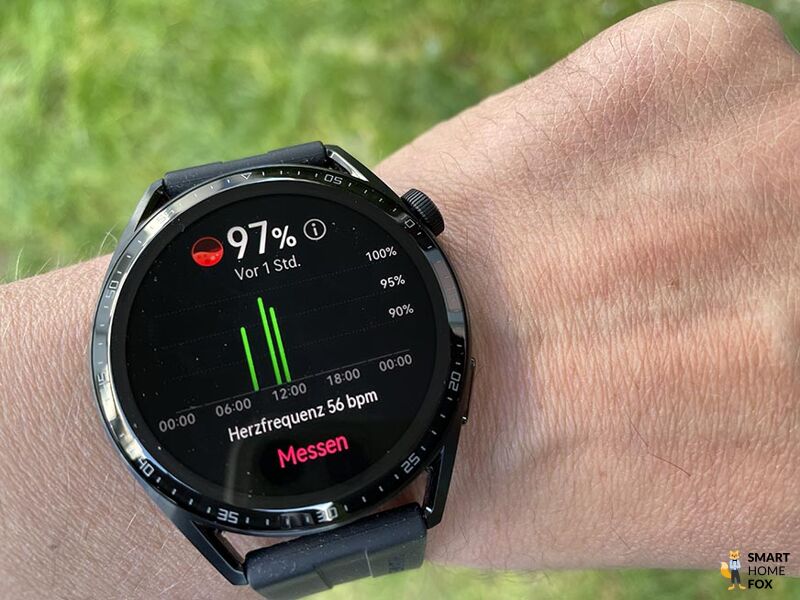 На Huawei Watch GT 3 можно увидеть зарегистрированную частоту сердечных сокращений.